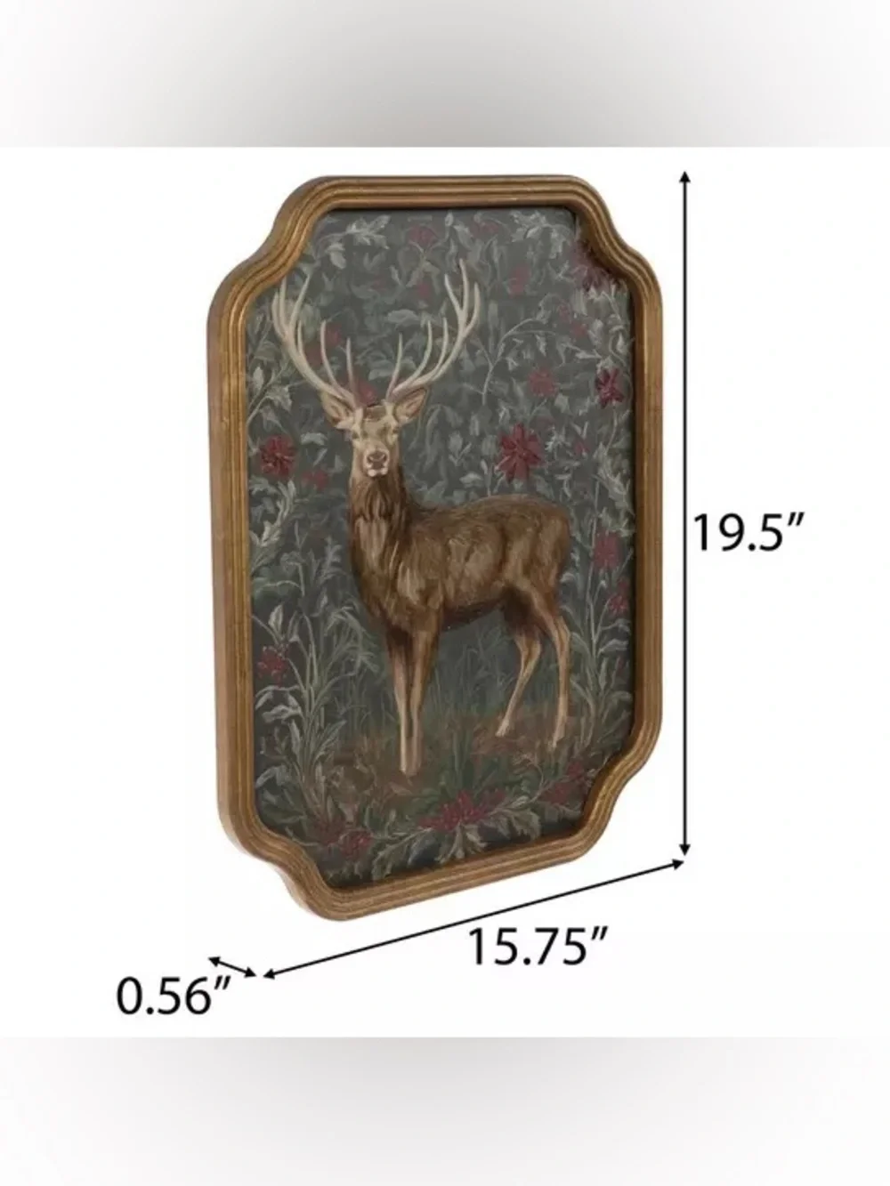 Reindeer & Flowers Ornate Framed Wall Decor